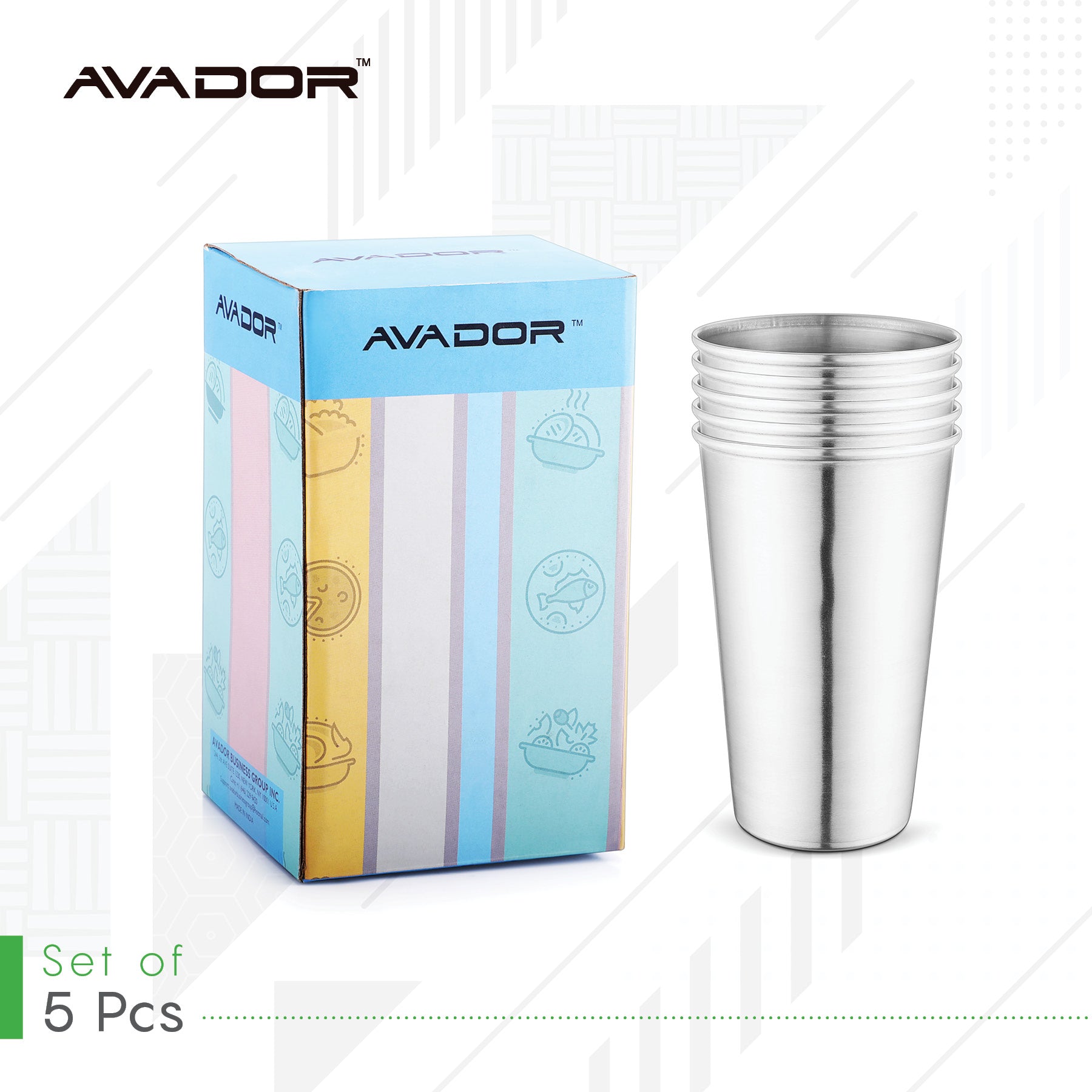 Stainless Steel Tumblers 16oz Set of 5 – Avador Business Group Inc.